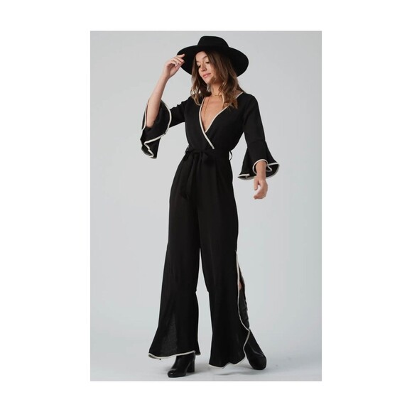 Lucca Couture Pants - Lucca Couture Anastasia Surplice Front Jumpsuit